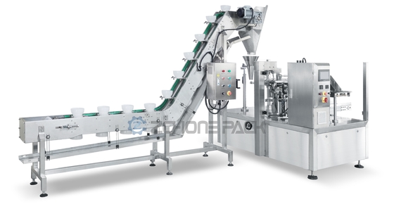 Eight Station Bag Feeding Machine With Bowl Elevator Semi Automatic Manual Feeding