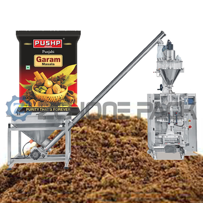 Masala Powder Packing Machine Vertical FFS Packaging Snack Roll Film Bag Feeding Machine