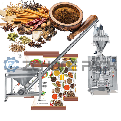 Masala Powder Packing Machine Vertical FFS Packaging Snack Roll Film Bag Feeding Machine