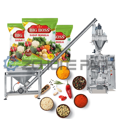 Masala Powder Packing Machine Vertical FFS Packaging Snack Roll Film Bag Feeding Machine