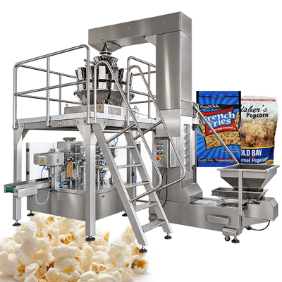 Multifunctional Snack Food Packaging Machine for Popcorn Chips Nuts Candies Premade Bag Packing Line