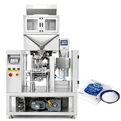 Rotary Premade Pouch Packing Machine with 4-Head Weigher for Sugar Salt Coffee Granules Snacks Auto Weighing Sealing